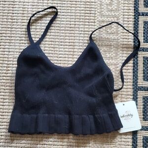 Free People Black Ribbed Crop Top